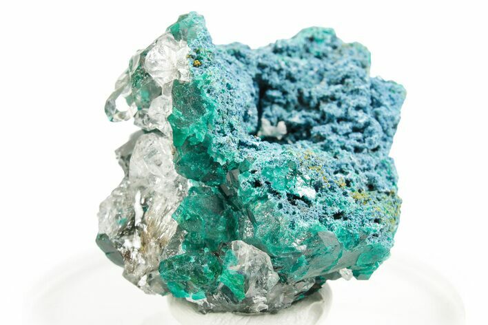 Clear Quartz Crystal Cluster on Plancheite and Dioptase - Congo #366018